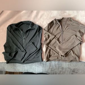 SHIEN , half zip up cropped long sleeve